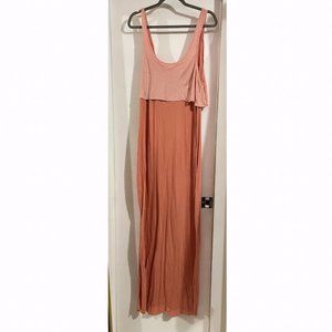 Free People- Size Large- Beach Emma Twofer Maxi Dress in Coral
